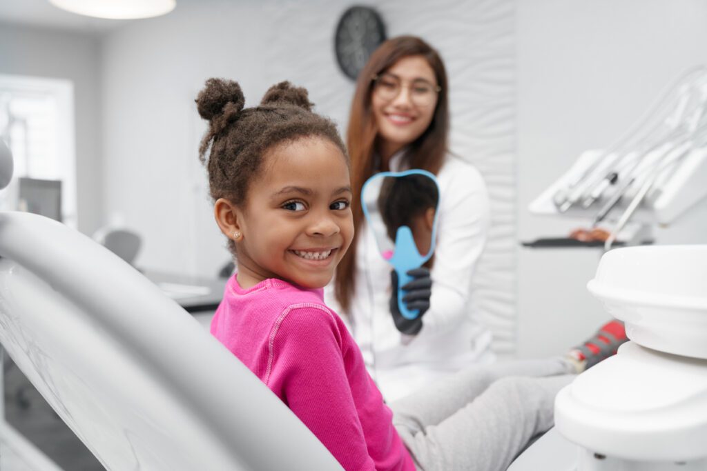 child at her dental appointment